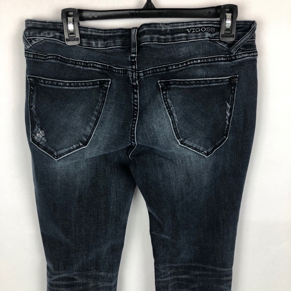 VIGOSS Women’s Blue Jeans Sz 7/8 Tomboy Distressed Ripped/Torn - Picture 3 of 8